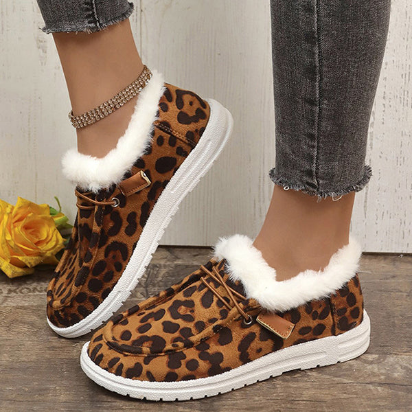 LAST DAY 50% OFF-Women's Winter Comfort Fleece Leopard Snow Boots