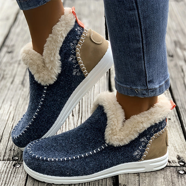 LAST DAY 50% OFF-Women's Comfort Winter Flat Faux Fur Snow Boots