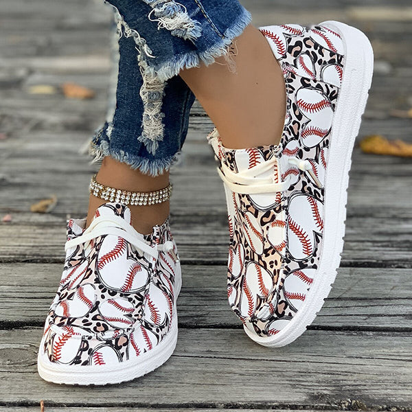 🔥LAST DAY 50% OFF - Women's Casual Comfy Baseball Print Canvas Shoes