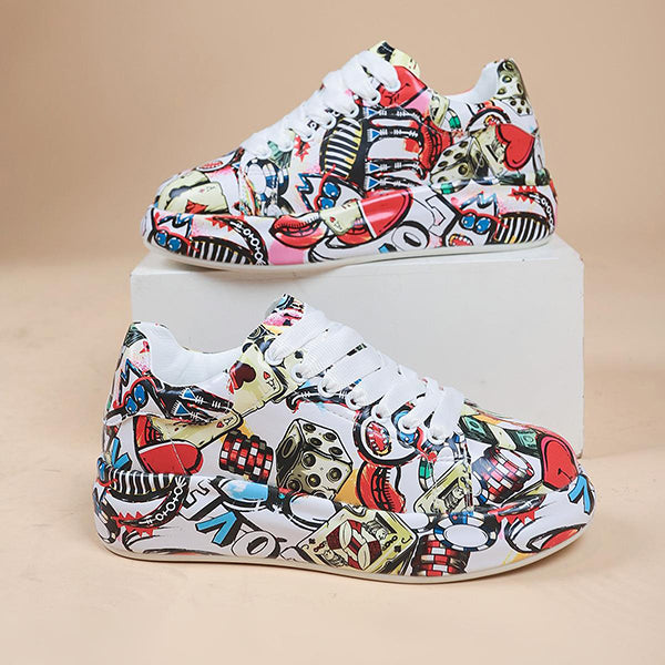 Women's Casual Graffiti Platform Sneaker