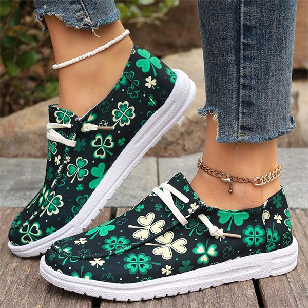 🔥LAST DAY 50% OFF - Women's Casual Comfy Lightweight Four-Leaf Clover Print Canvas Shoes