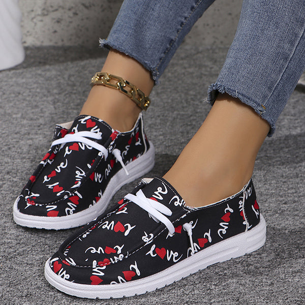 🔥LAST DAY 50% OFF - Women's Casual Comfy Lightweight Love Heart Pattern Canvas Shoes