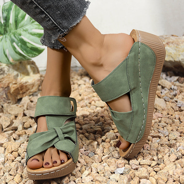 😍Last Day 50% OFF😍-Womens Casual Comfy Open Toe  Arch Support Sandals with Bowknot