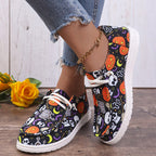 🔥LAST DAY 50% OFF - Women's Casual Comfy Lightweight Halloween Pumpkin Print Canvas Shoes