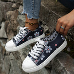 🔥LAST DAY 50% OFF - Women's Casual Comfy Embroidery Flower Lace-Up Denim Canvas Sneakers